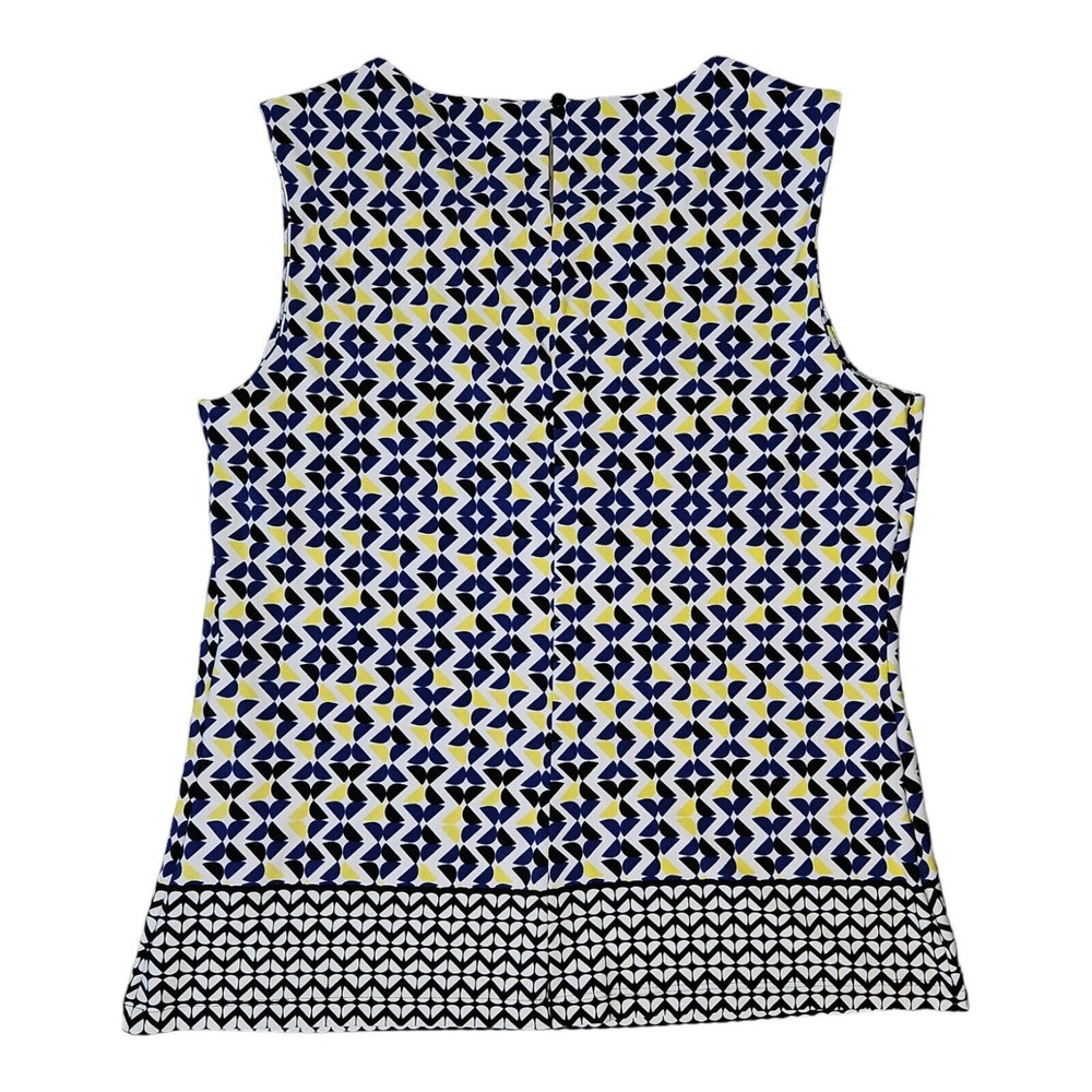 Calvin Klein Blouse Sleeevless Women's Petite Large (PL)White/Blue/Black/Yellow - Picture 3 of 6